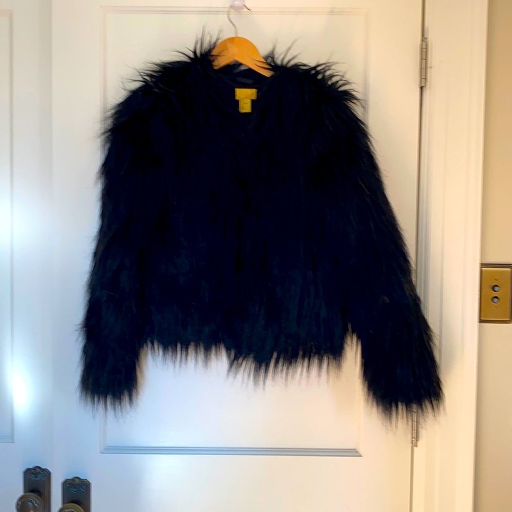 H & M gold label faux fur coat